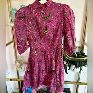 Samantha Pleet silk floral and fairy print dress NWOT